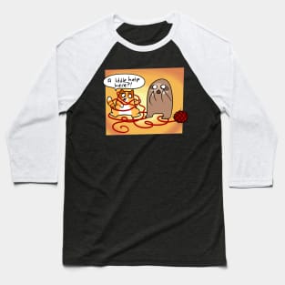 Tangled Cat Comic Baseball T-Shirt